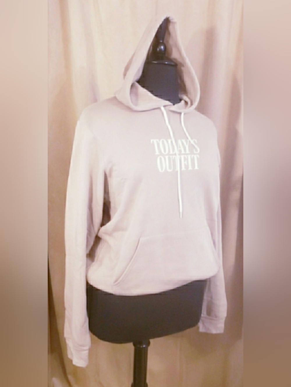 "Today's Outfit" Beige Hoodie - Women's Casual Pullover